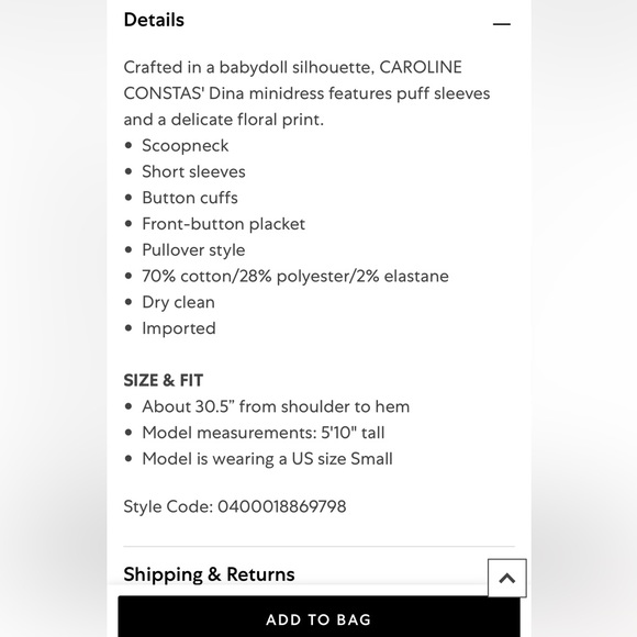 Caroline Constas Dina Floral Babydoll Mini dress size L - Picture 12 of 12